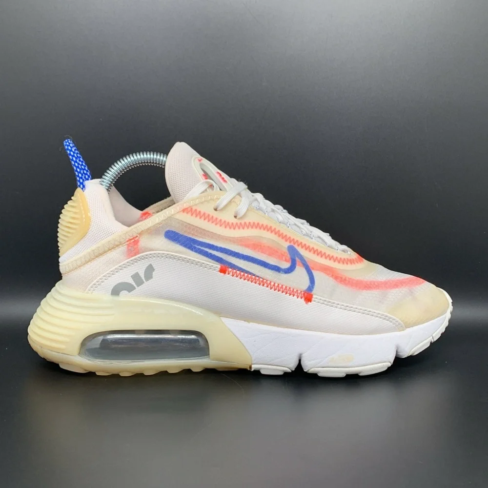 Nike Air Max 2090 White Racer Blue Crimson Running Shoes CT1290-100 Women’s Sz 9